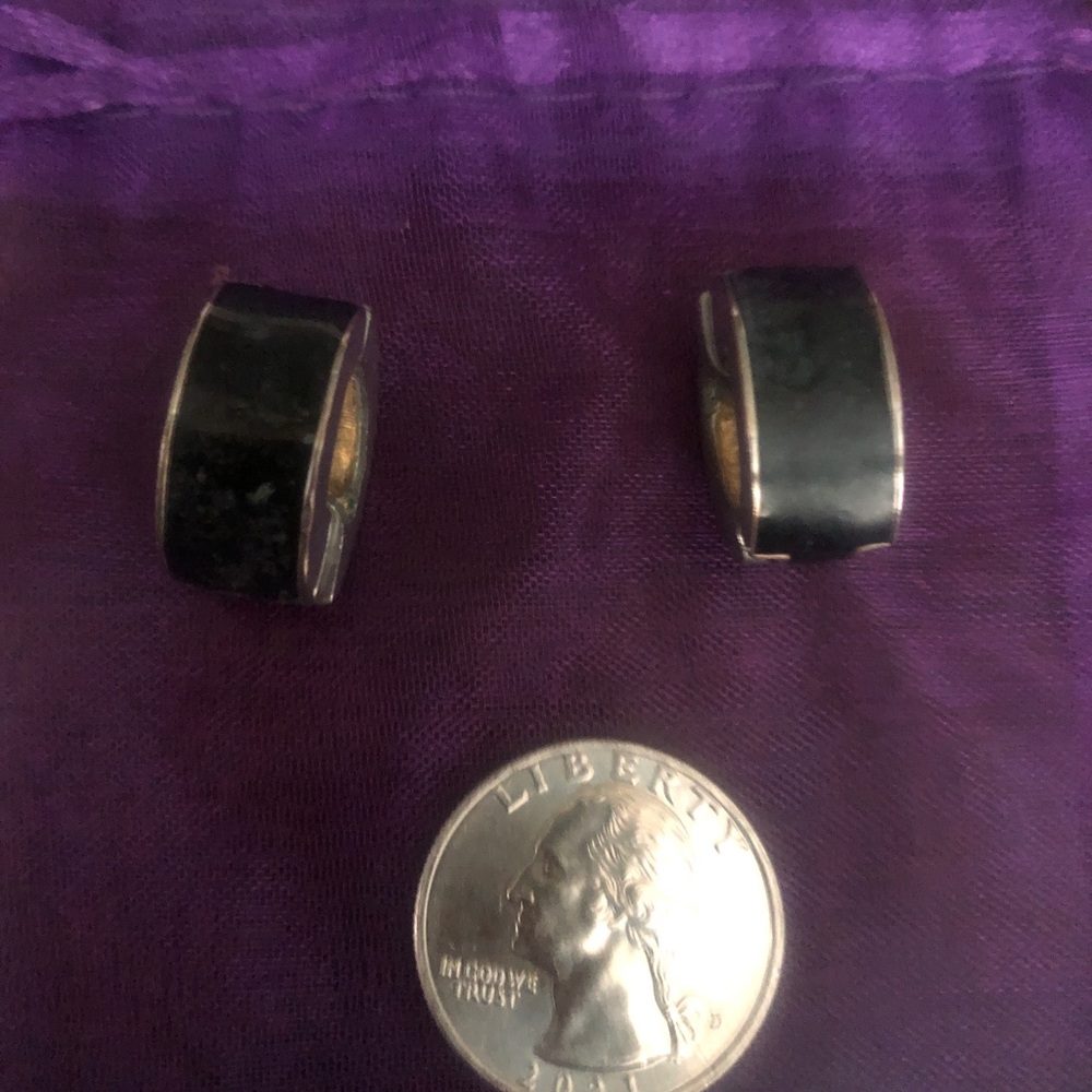 Vintage Black and Silver Hoop Earrings